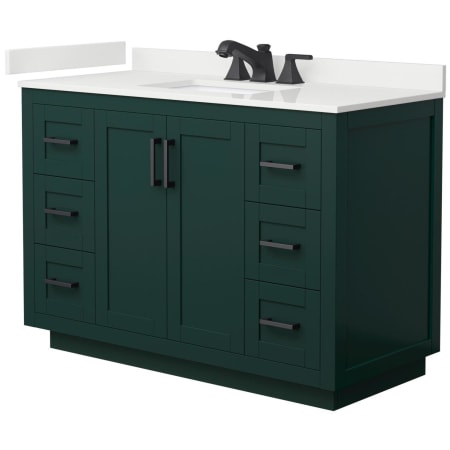 A large image of the Wyndham Collection WCF292948S-QTZ-US3MXX Green / White Quartz Top / Matte Black Hardware