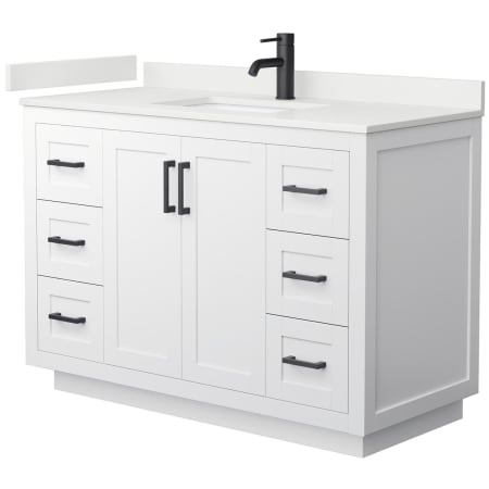 A large image of the Wyndham Collection WCF292948S-QTZ-UNSMXX White / White Quartz Top / Matte Black Hardware