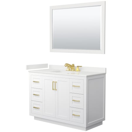 A large image of the Wyndham Collection WCF292948S-QTZ-US3M46 White / White Quartz Top / Brushed Gold Hardware