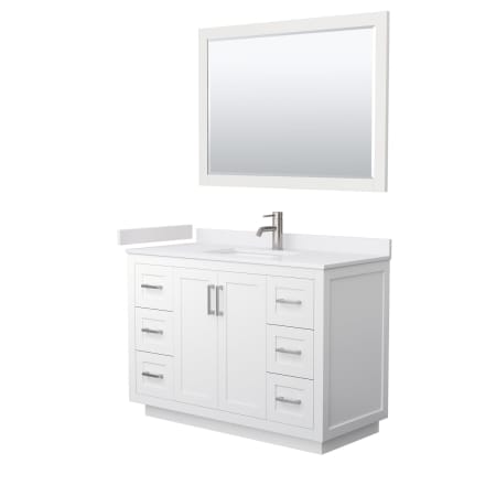 A large image of the Wyndham Collection WCF2929-48S-VCA-M46 White / White Cultured Marble Top / Brushed Nickel Hardware