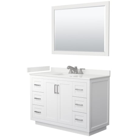 A large image of the Wyndham Collection WCF292948S-QTZ-US3M46 White / White Quartz Top / Brushed Nickel Hardware