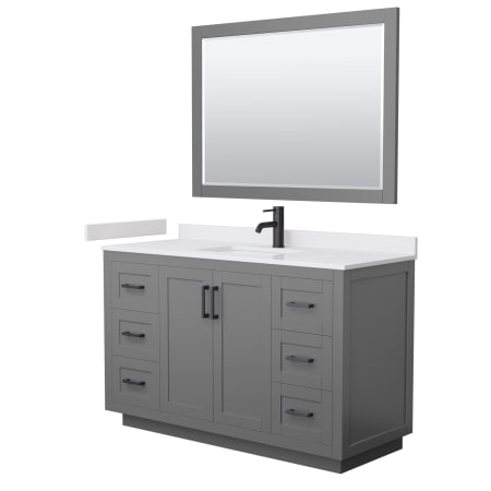 A large image of the Wyndham Collection WCF2929-54S-VCA-M46 Dark Gray / White Cultured Marble Top / Matte Black Hardware