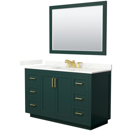 A large image of the Wyndham Collection WCF292954S-QTZ-US3M46 Green / Giotto Quartz Top / Brushed Gold Hardware