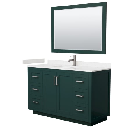 A large image of the Wyndham Collection WCF2929-54S-VCA-M46 Green / Carrara Cultured Marble Top / Brushed Nickel Hardware