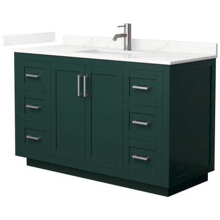 A large image of the Wyndham Collection WCF292954S-QTZ-UNSMXX Green / Giotto Quartz Top / Brushed Nickel Hardware