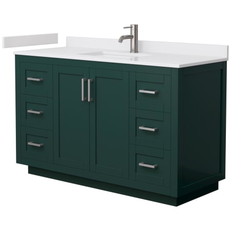A large image of the Wyndham Collection WCF2929-54S-VCA-MXX Green / White Cultured Marble Top / Brushed Nickel Hardware