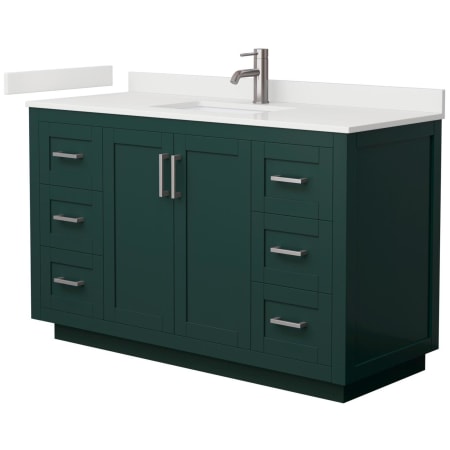 A large image of the Wyndham Collection WCF292954S-QTZ-UNSMXX Green / White Quartz Top / Brushed Nickel Hardware