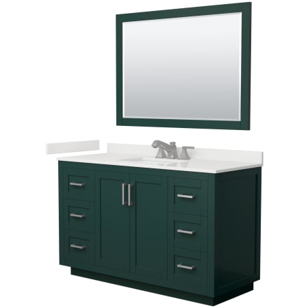 A large image of the Wyndham Collection WCF292954S-QTZ-US3M46 Green / White Quartz Top / Brushed Nickel Hardware