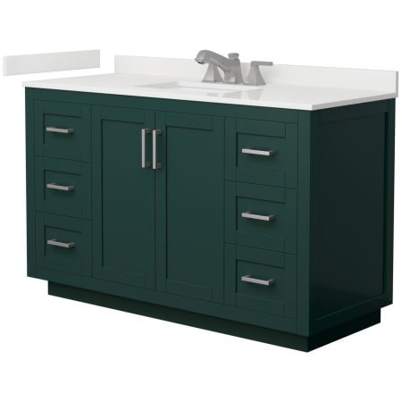 A large image of the Wyndham Collection WCF292954S-QTZ-US3MXX Green / White Quartz Top / Brushed Nickel Hardware