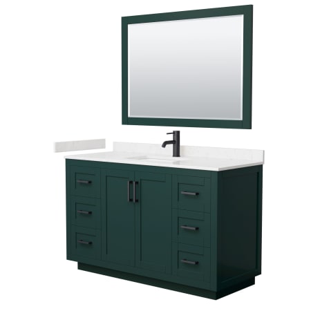 A large image of the Wyndham Collection WCF2929-54S-VCA-M46 Green / Carrara Cultured Marble Top / Matte Black Hardware