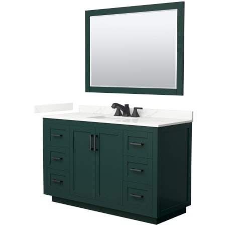 A large image of the Wyndham Collection WCF292954S-QTZ-US3M46 Green / Giotto Quartz Top / Matte Black Hardware