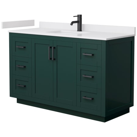 A large image of the Wyndham Collection WCF2929-54S-VCA-MXX Green / White Cultured Marble Top / Matte Black Hardware