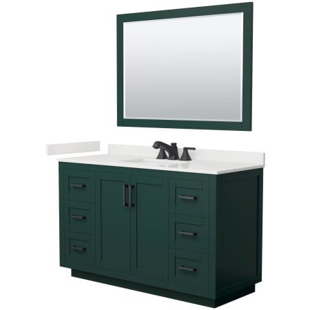 A large image of the Wyndham Collection WCF292954S-QTZ-US3M46 Green / White Quartz Top / Matte Black Hardware