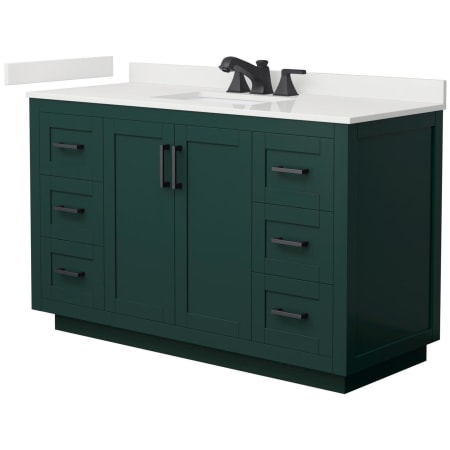 A large image of the Wyndham Collection WCF292954S-QTZ-US3MXX Green / White Quartz Top / Matte Black Hardware