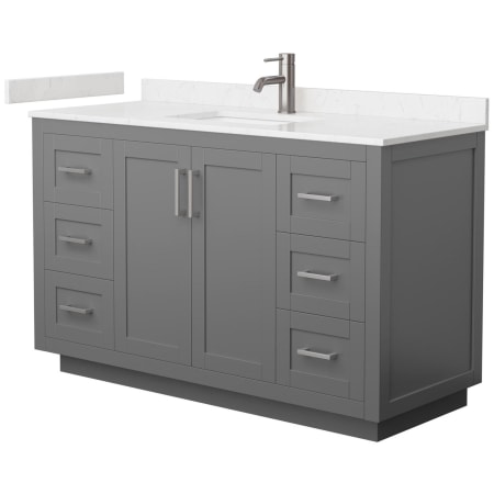 A large image of the Wyndham Collection WCF2929-54S-VCA-MXX Dark Gray / Carrara Cultured Marble Top / Brushed Nickel Hardware