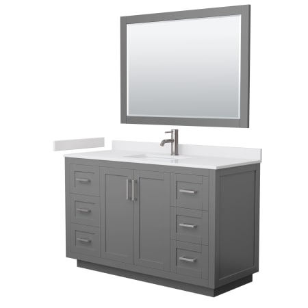 A large image of the Wyndham Collection WCF2929-54S-VCA-M46 Dark Gray / White Cultured Marble Top / Brushed Nickel Hardware