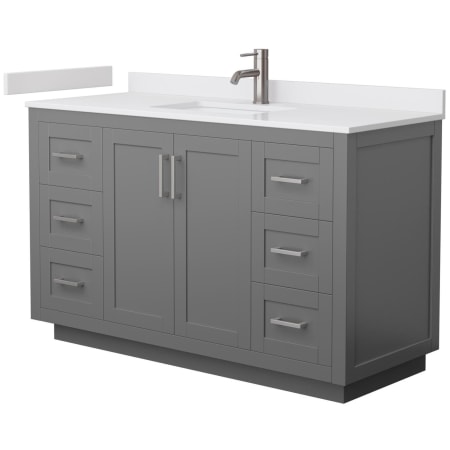 A large image of the Wyndham Collection WCF2929-54S-VCA-MXX Dark Gray / White Cultured Marble Top / Brushed Nickel Hardware