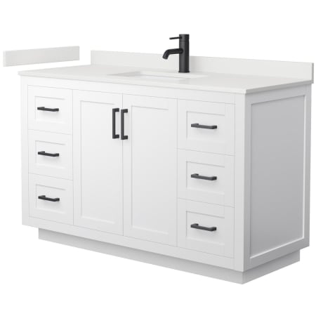 A large image of the Wyndham Collection WCF292954S-QTZ-UNSMXX White / White Quartz Top / Matte Black Hardware