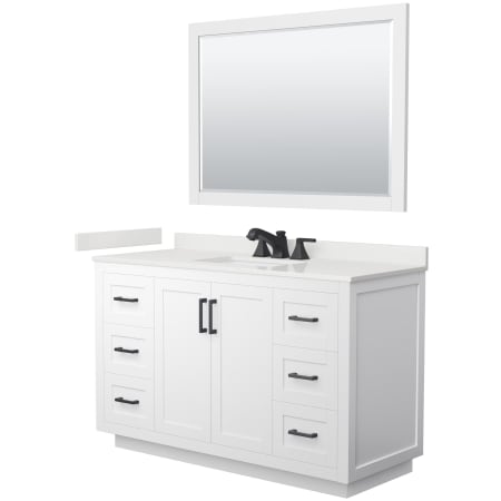 A large image of the Wyndham Collection WCF292954S-QTZ-US3M46 White / White Quartz Top / Matte Black Hardware