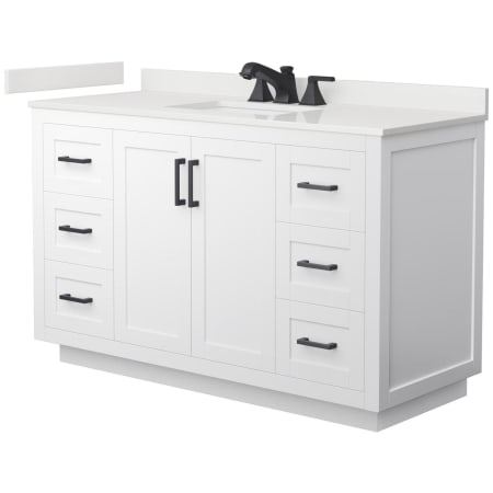 A large image of the Wyndham Collection WCF292954S-QTZ-US3MXX White / White Quartz Top / Matte Black Hardware