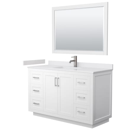 A large image of the Wyndham Collection WCF2929-54S-VCA-M46 White / White Cultured Marble Top / Brushed Nickel Hardware