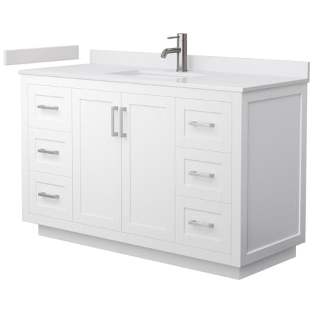 A large image of the Wyndham Collection WCF2929-54S-VCA-MXX White / White Cultured Marble Top / Brushed Nickel Hardware