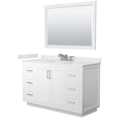 A large image of the Wyndham Collection WCF292954S-QTZ-US3M46 White / White Quartz Top / Brushed Nickel Hardware