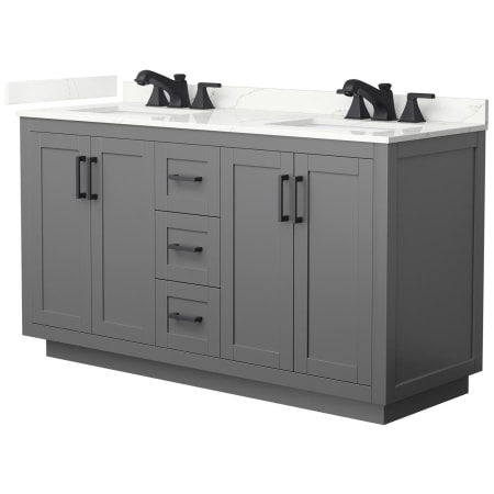 A large image of the Wyndham Collection WCF292960D-QTZ-US3MXX Dark Gray / Giotto Quartz Top / Matte Black Hardware