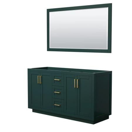 A large image of the Wyndham Collection WCF2929-60D-CX-M58 Green / Brushed Gold Hardware