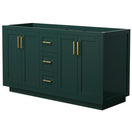 A large image of the Wyndham Collection WCF2929-60D-CX-MXX Green / Brushed Gold Hardware