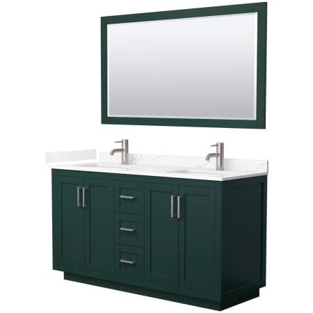 A large image of the Wyndham Collection WCF292960D-QTZ-UNSM58 Green / Giotto Quartz Top / Brushed Nickel Hardware