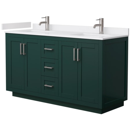 A large image of the Wyndham Collection WCF2929-60D-VCA-MXX Green / White Cultured Marble Top / Brushed Nickel Hardware