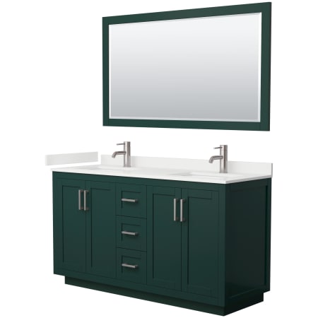 A large image of the Wyndham Collection WCF292960D-QTZ-UNSM58 Green / White Quartz Top / Brushed Nickel Hardware