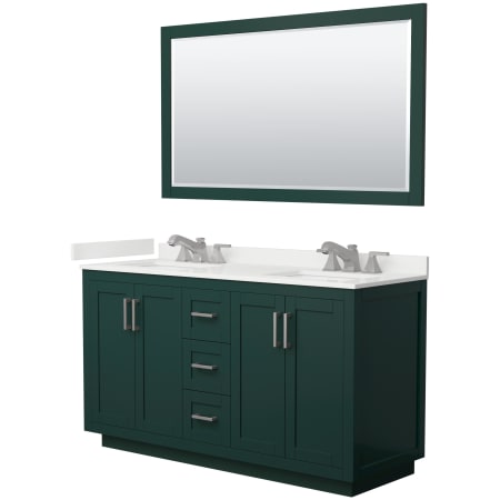 A large image of the Wyndham Collection WCF292960D-QTZ-US3M58 Green / White Quartz Top / Brushed Nickel Hardware
