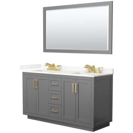 A large image of the Wyndham Collection WCF292960D-QTZ-US3M58 Dark Gray / Giotto Quartz Top / Brushed Gold Hardware