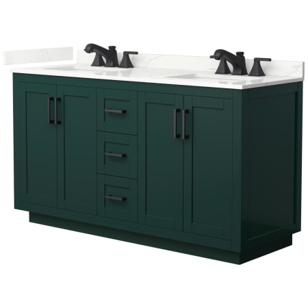 A large image of the Wyndham Collection WCF292960D-QTZ-US3MXX Green / Giotto Quartz Top / Matte Black Hardware