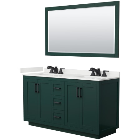 A large image of the Wyndham Collection WCF292960D-QTZ-US3M58 Green / White Quartz Top / Matte Black Hardware