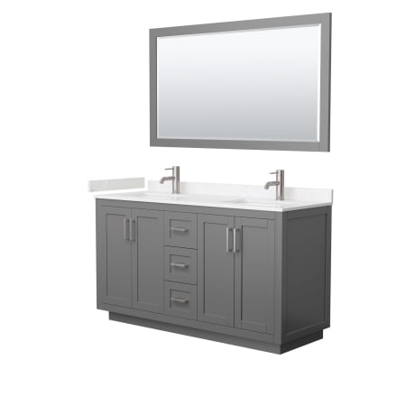 A large image of the Wyndham Collection WCF2929-60D-VCA-M58 Dark Gray / Carrara Cultured Marble Top / Brushed Nickel Hardware