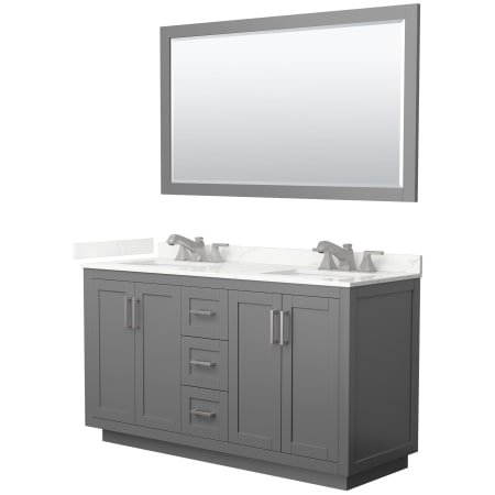 A large image of the Wyndham Collection WCF292960D-QTZ-US3M58 Dark Gray / Giotto Quartz Top / Brushed Nickel Hardware