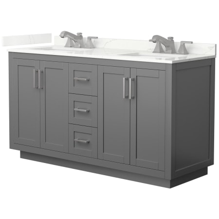 A large image of the Wyndham Collection WCF292960D-QTZ-US3MXX Dark Gray / Giotto Quartz Top / Brushed Nickel Hardware