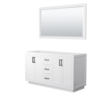 A large image of the Wyndham Collection WCF2929-60D-CX-M58 White / Matte Black Hardware