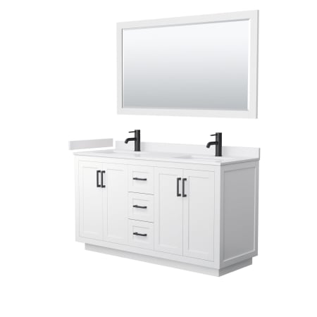 A large image of the Wyndham Collection WCF2929-60D-VCA-M58 White / White Cultured Marble Top / Matte Black Hardware