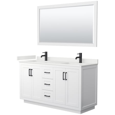 A large image of the Wyndham Collection WCF292960D-QTZ-UNSM58 White / White Quartz Top / Matte Black Hardware