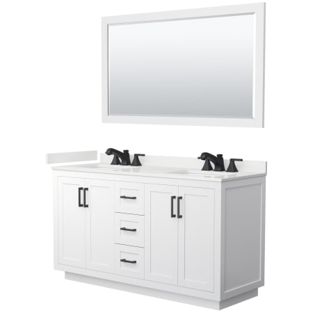 A large image of the Wyndham Collection WCF292960D-QTZ-US3M58 White / White Quartz Top / Matte Black Hardware