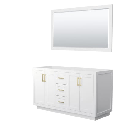 A large image of the Wyndham Collection WCF2929-60D-CX-M58 White / Brushed Gold Hardware