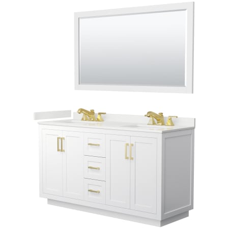 A large image of the Wyndham Collection WCF292960D-QTZ-US3M58 White / White Quartz Top / Brushed Gold Hardware