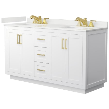 A large image of the Wyndham Collection WCF292960D-QTZ-US3MXX White / White Quartz Top / Brushed Gold Hardware