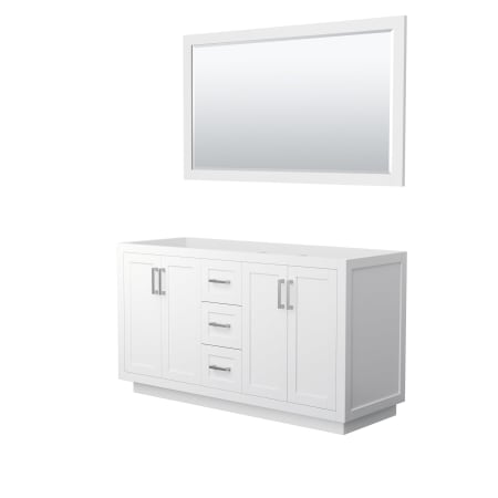 A large image of the Wyndham Collection WCF2929-60D-CX-M58 White / Brushed Nickel Hardware