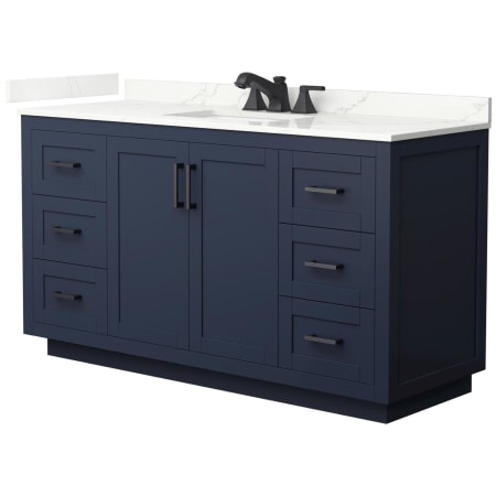 A large image of the Wyndham Collection WCF292960S-QTZ-US3MXX Dark Blue / Giotto Quartz Top / Matte Black Hardware