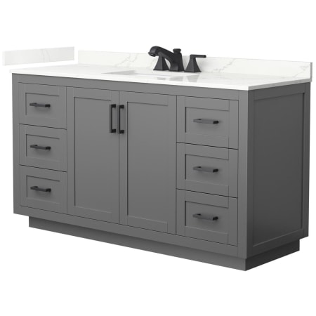 A large image of the Wyndham Collection WCF292960S-QTZ-US3MXX Dark Gray / Giotto Quartz Top / Matte Black Hardware